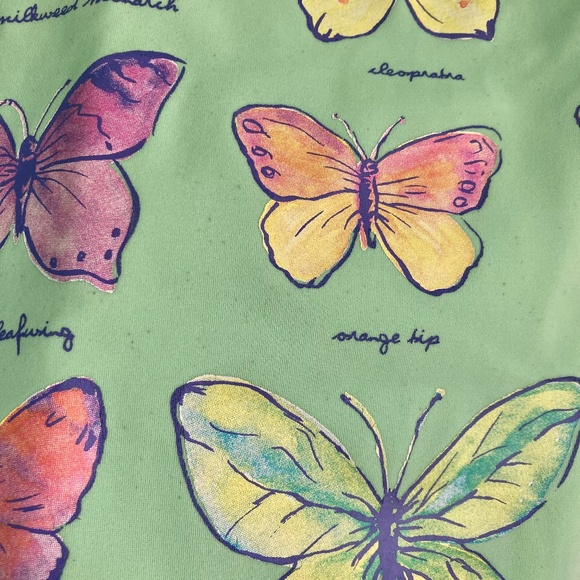 Girl’s size 7-8 Lands’ End short sleeved green butterflies swim top, swim shirt - Picture 7 of 7